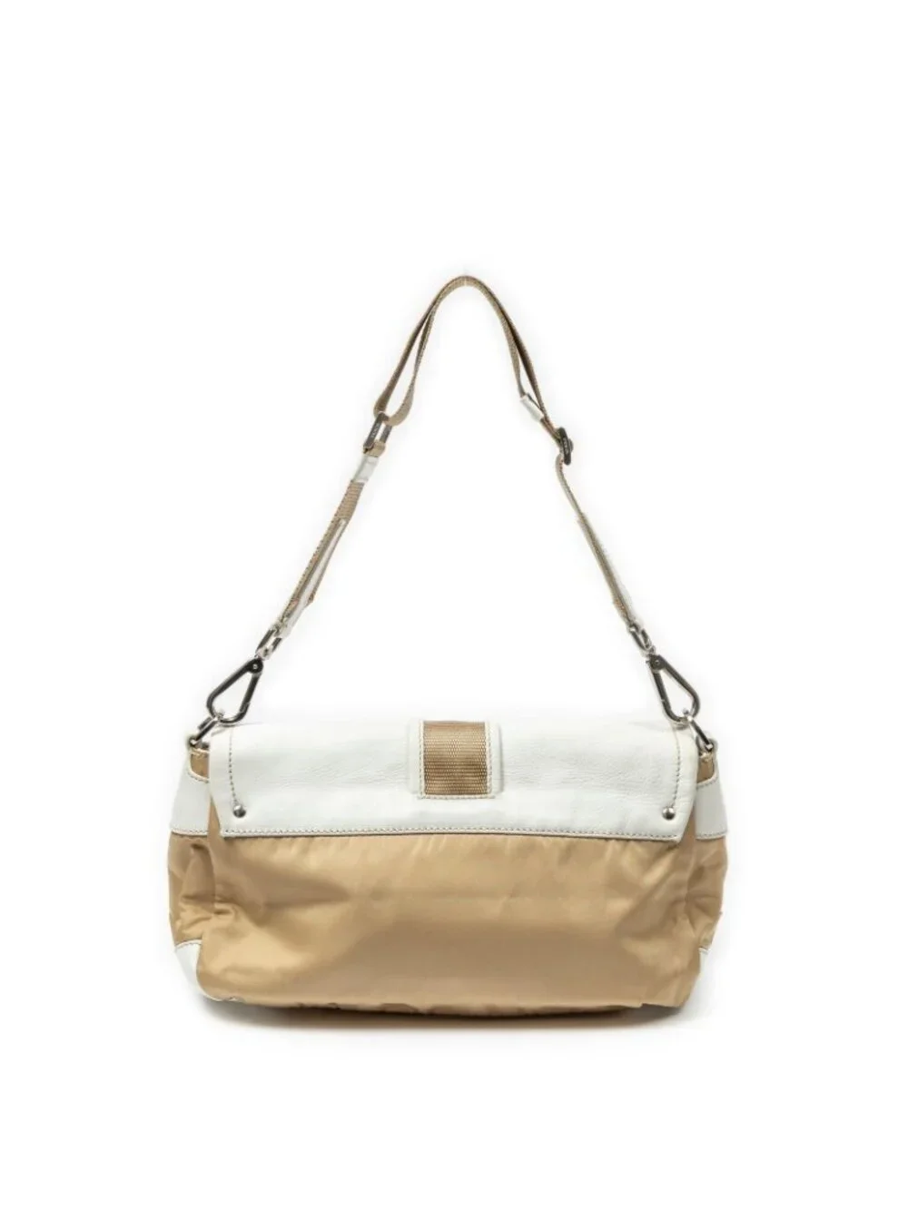 Prada Buckle Flap Bag Crossbody Beige Ivory Nylon Canvas